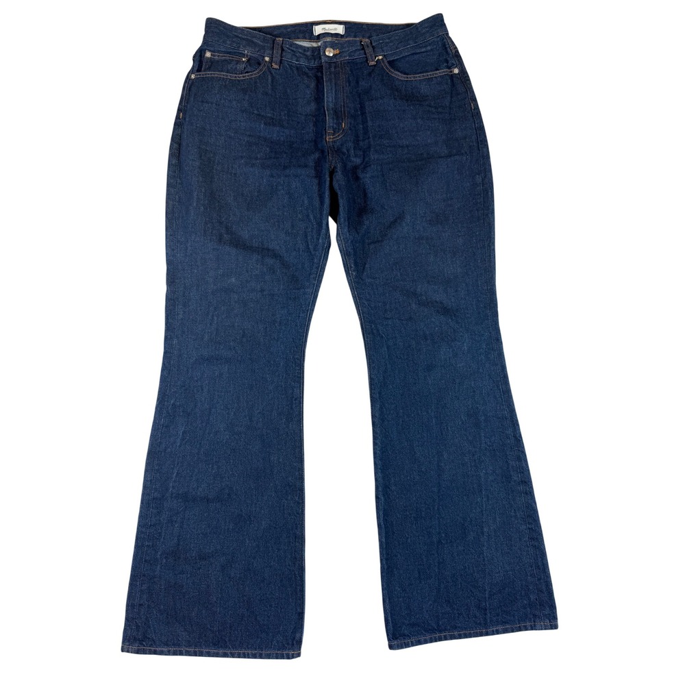 Madewell High Rise Flare Jeans Dark Indigo Blue Denim Wide Leg Size 32
